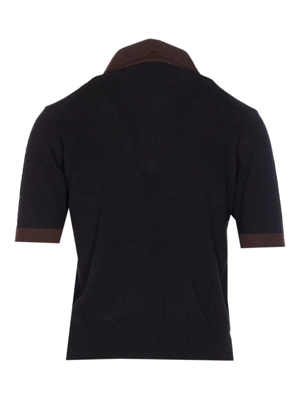 MAR DE MARGARITAS Polotop met contrasterende kraag en korte mouwen - Zwart