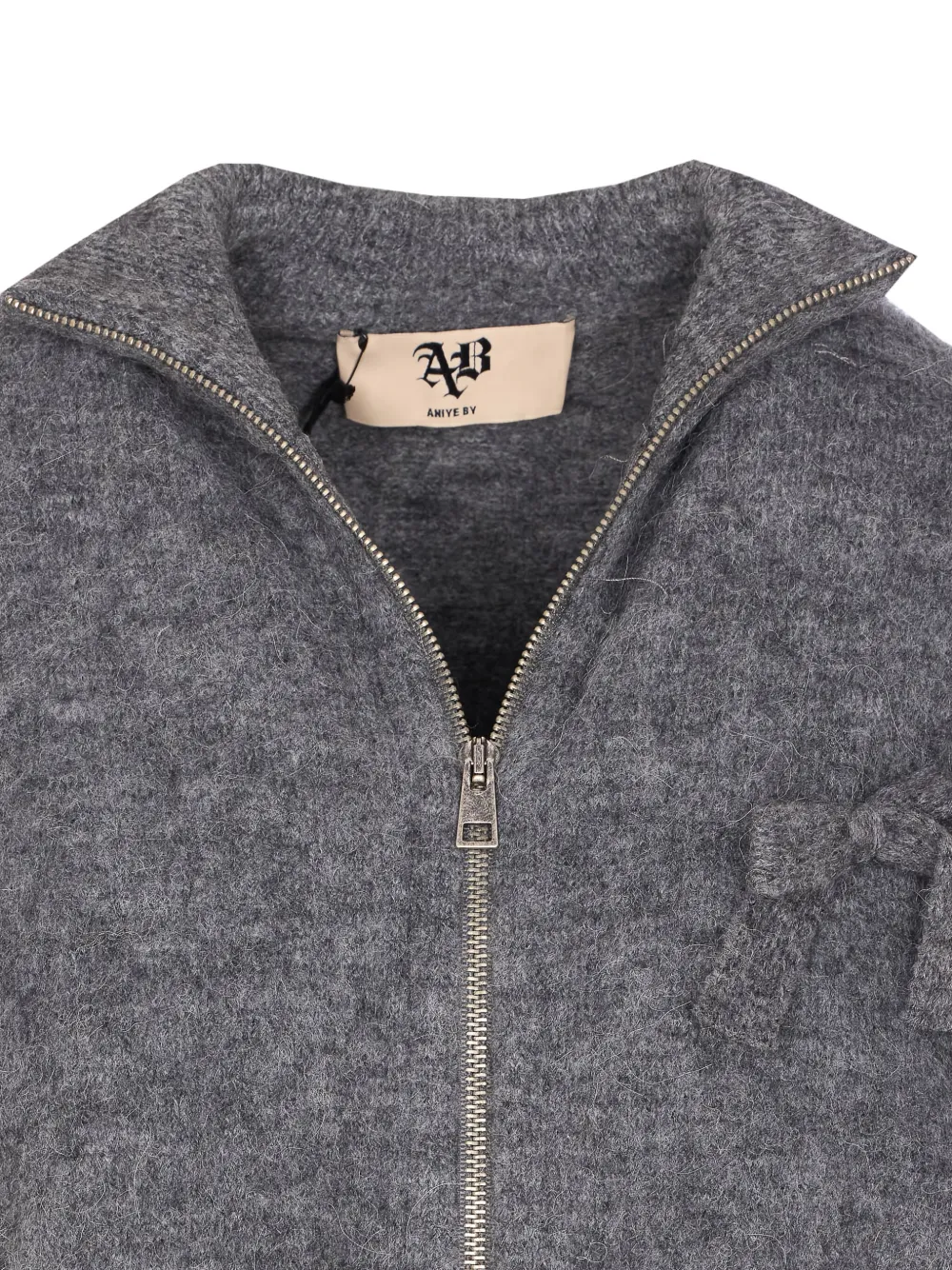 Aniye By Holly Knit Zip-up Casual Jacket In Gray