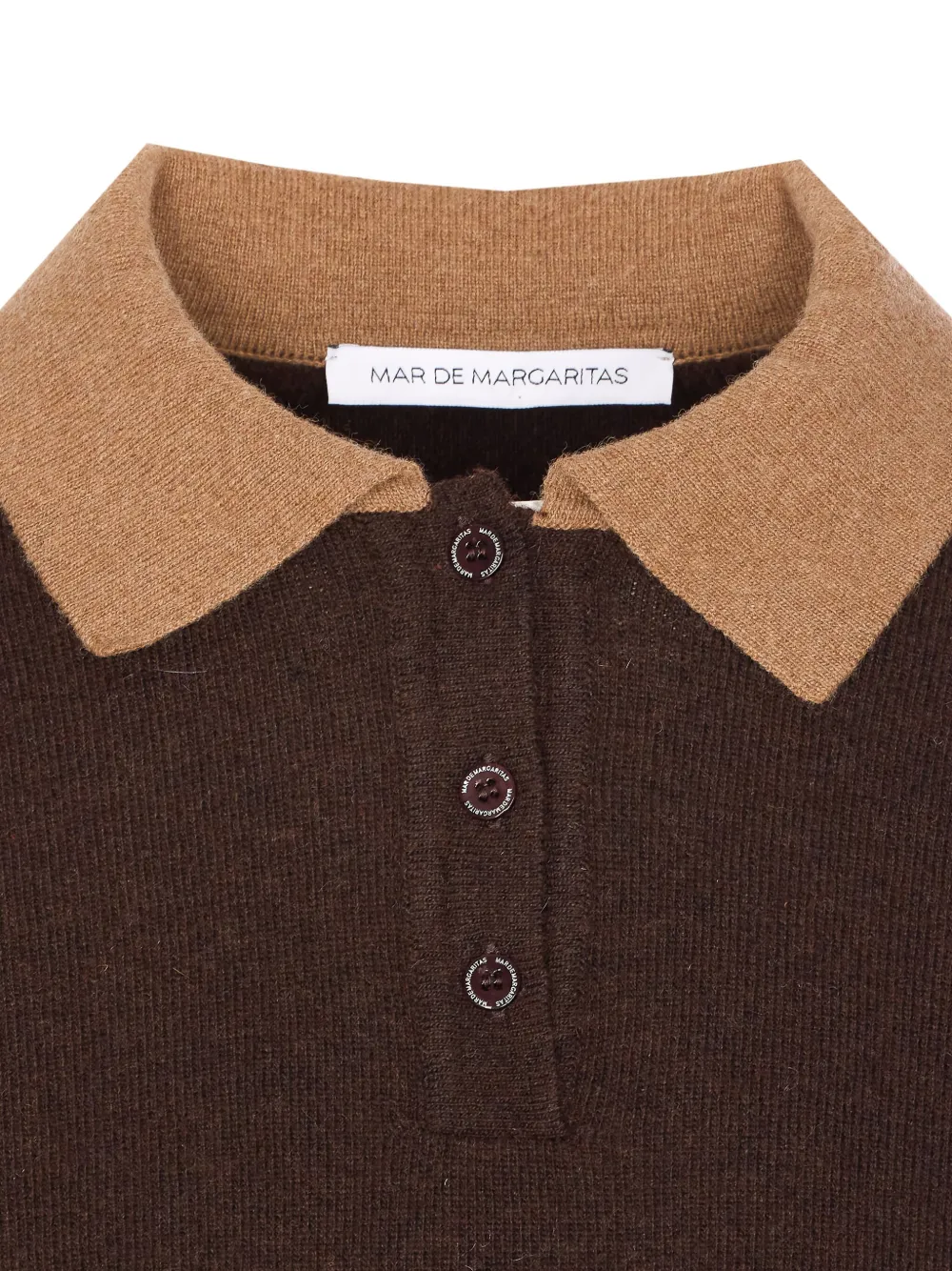 MAR DE MARGARITAS Poloshirt met contrasterende kraag Bruin