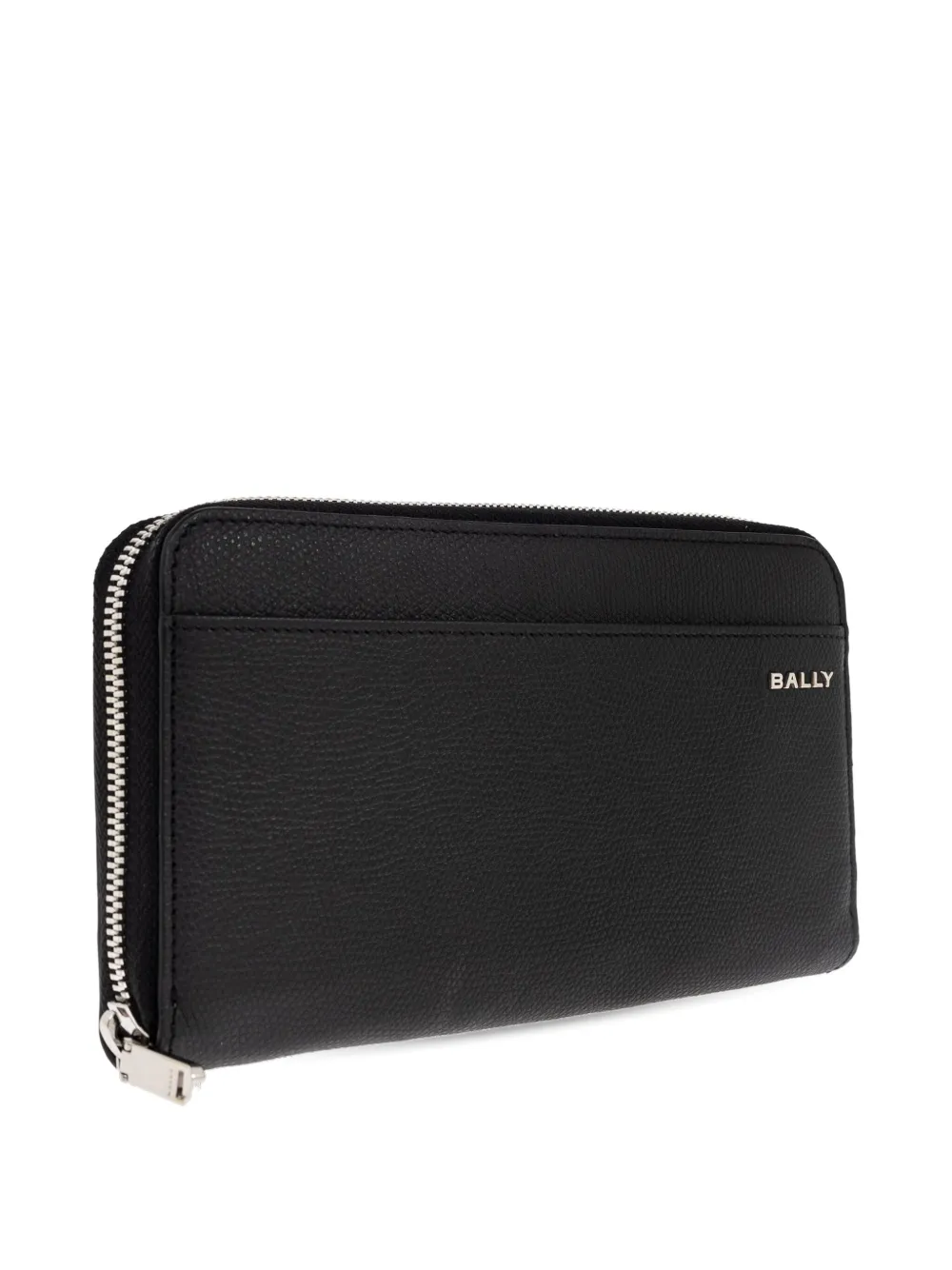 Bally Zip Leather Wallet In Black