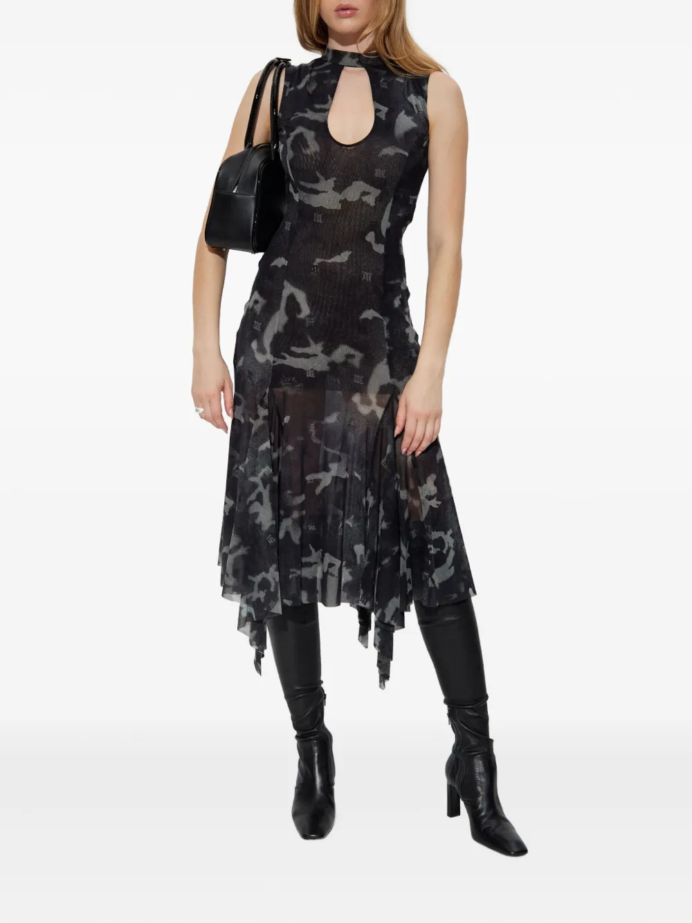 MISBHV keyhole-neck asymmetric dress - Grijs
