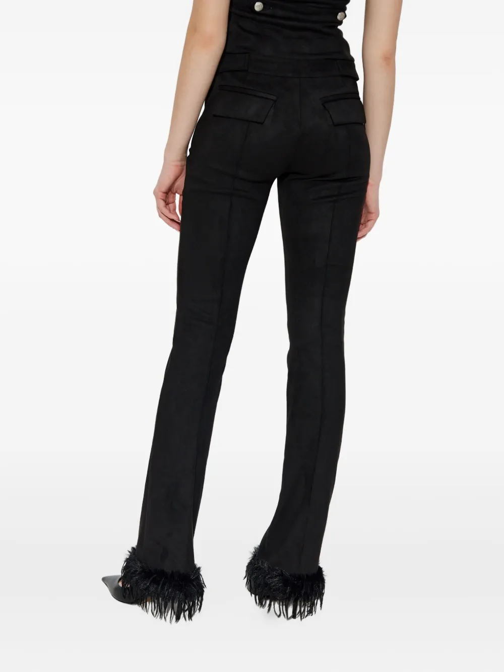 Misbhv Faux Suede Fringe Casual Pants In Black