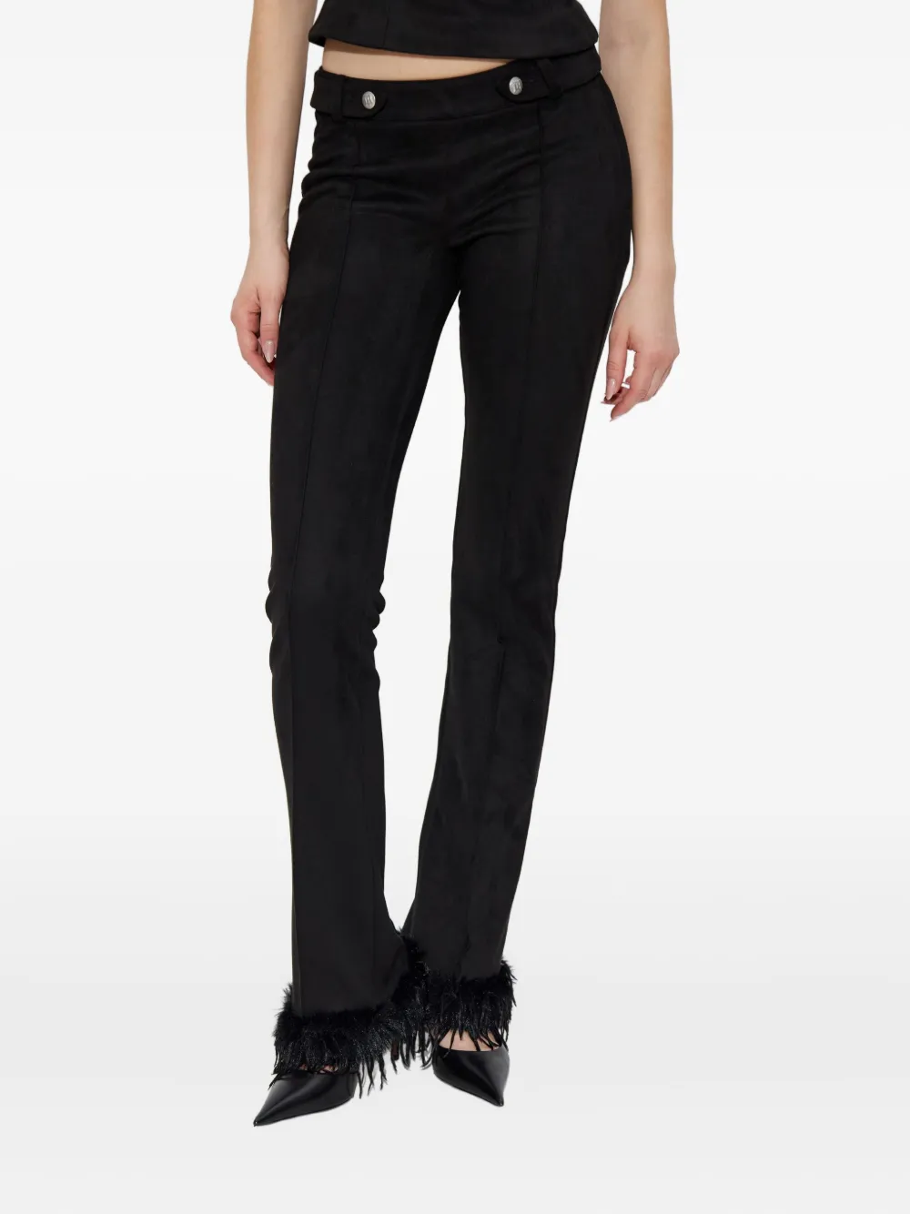 Misbhv Faux Suede Fringe Casual Pants In Black