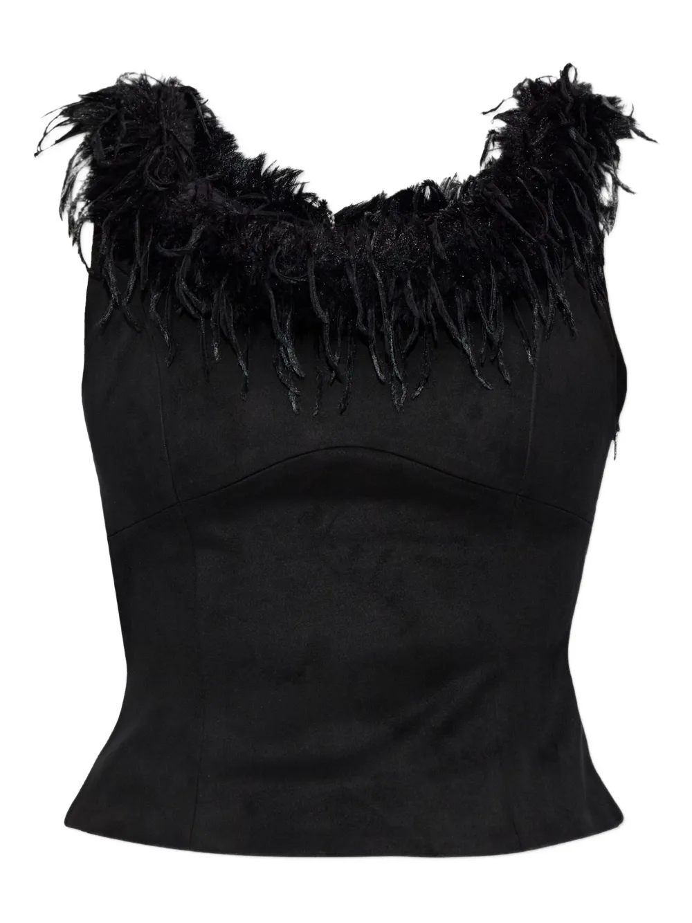 MISBHV feather-trim top | Black | Image 1