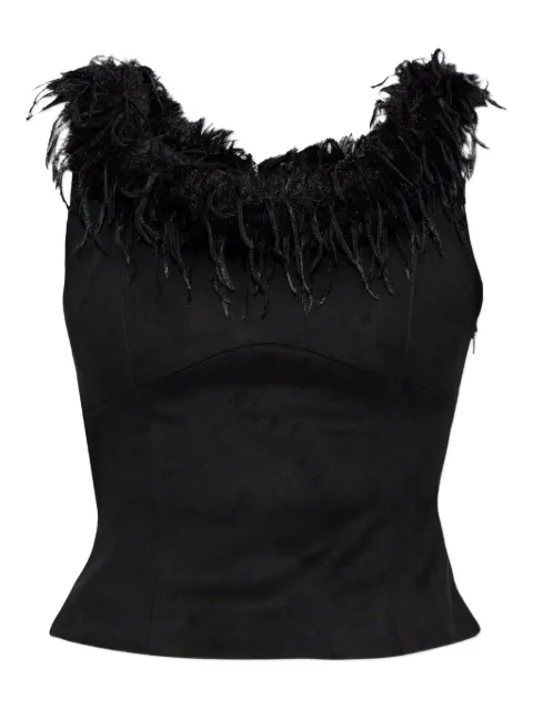 MISBHV top con ribete de plumas