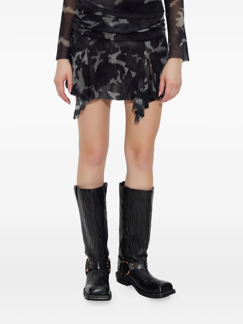 Misbhv Transparent Printed Midi Skirt In Black