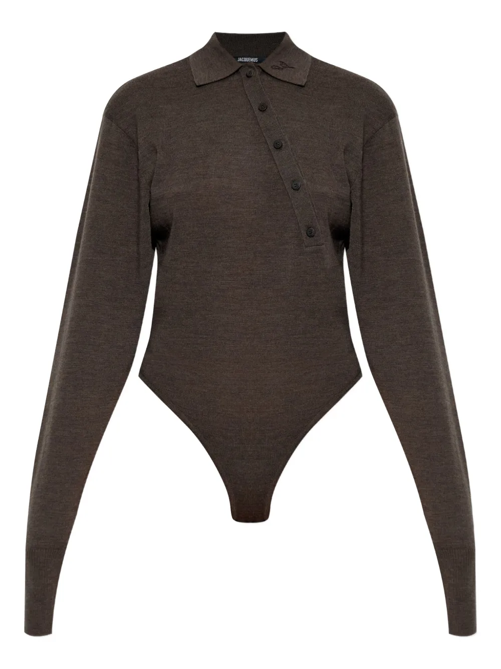 Jacquemus Buttoned Polo Bodysuit In Brown