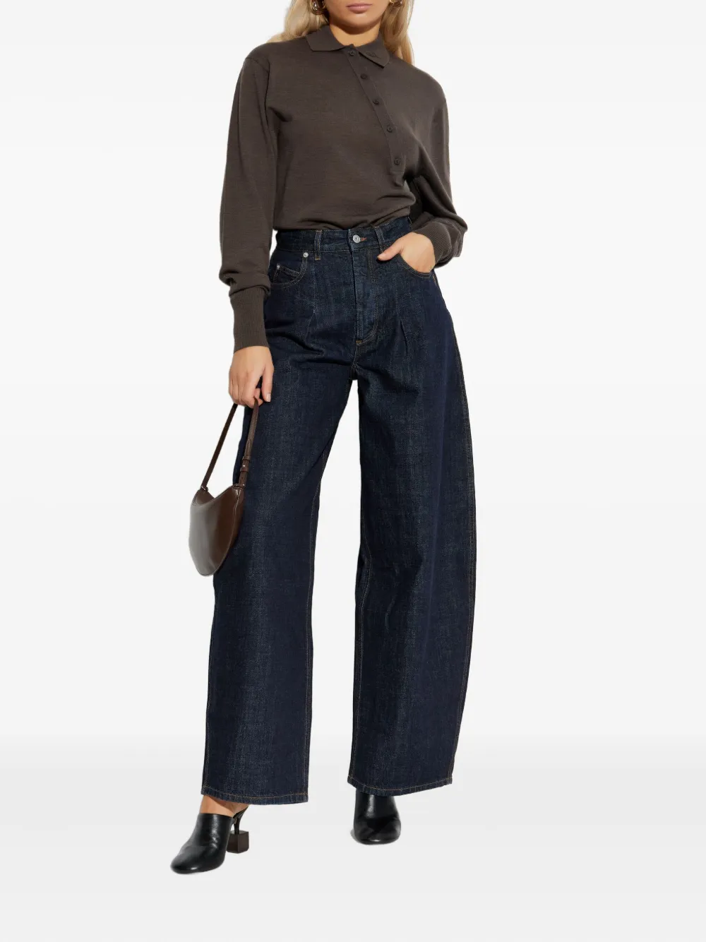 Jacquemus Buttoned Polo Bodysuit In Brown