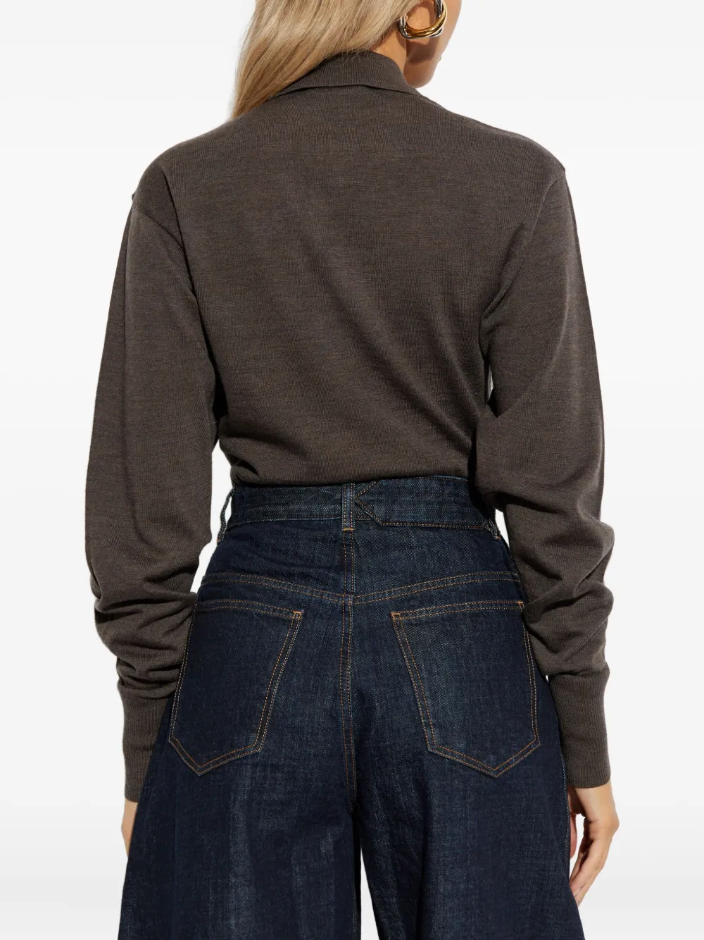 Jacquemus Buttoned Polo Bodysuit In Brown