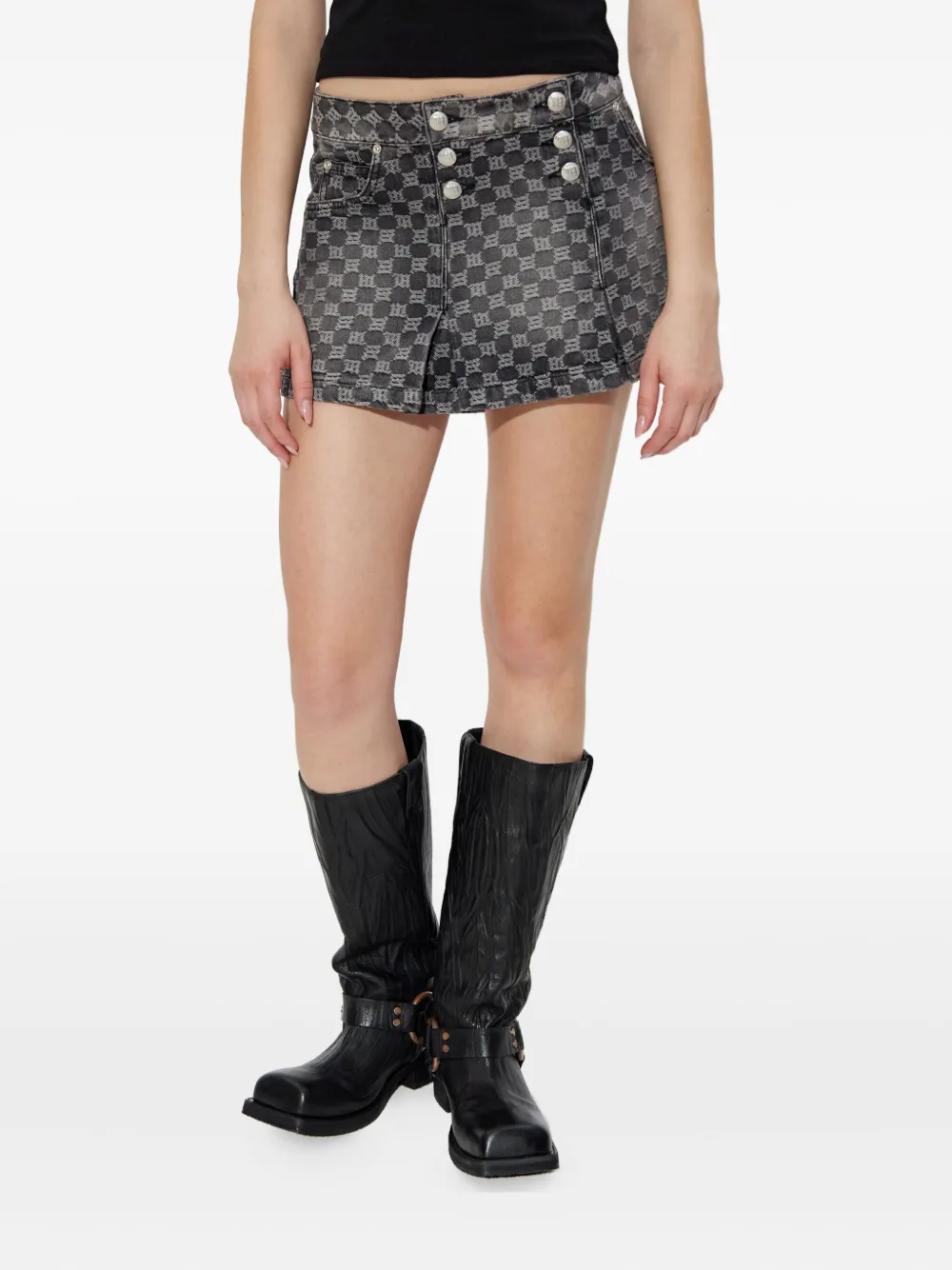 Misbhv Buttoned Patterned Skirt In Black