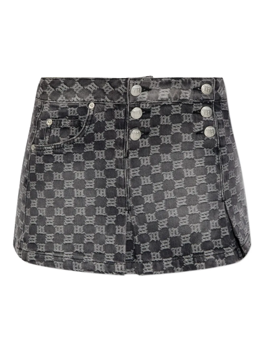 Misbhv Buttoned Patterned Skirt In Black