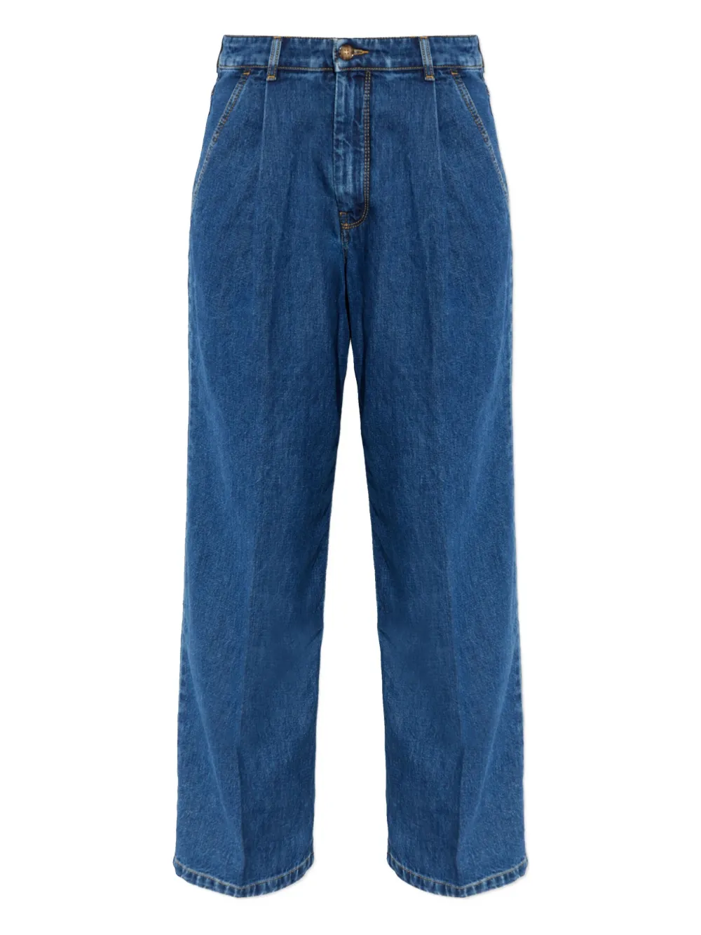 Maison Kitsuné Pleated Denim Jeans In Blue