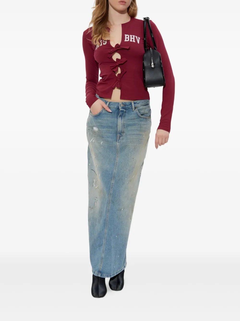 MISBHV bow-detail blouse - Rood