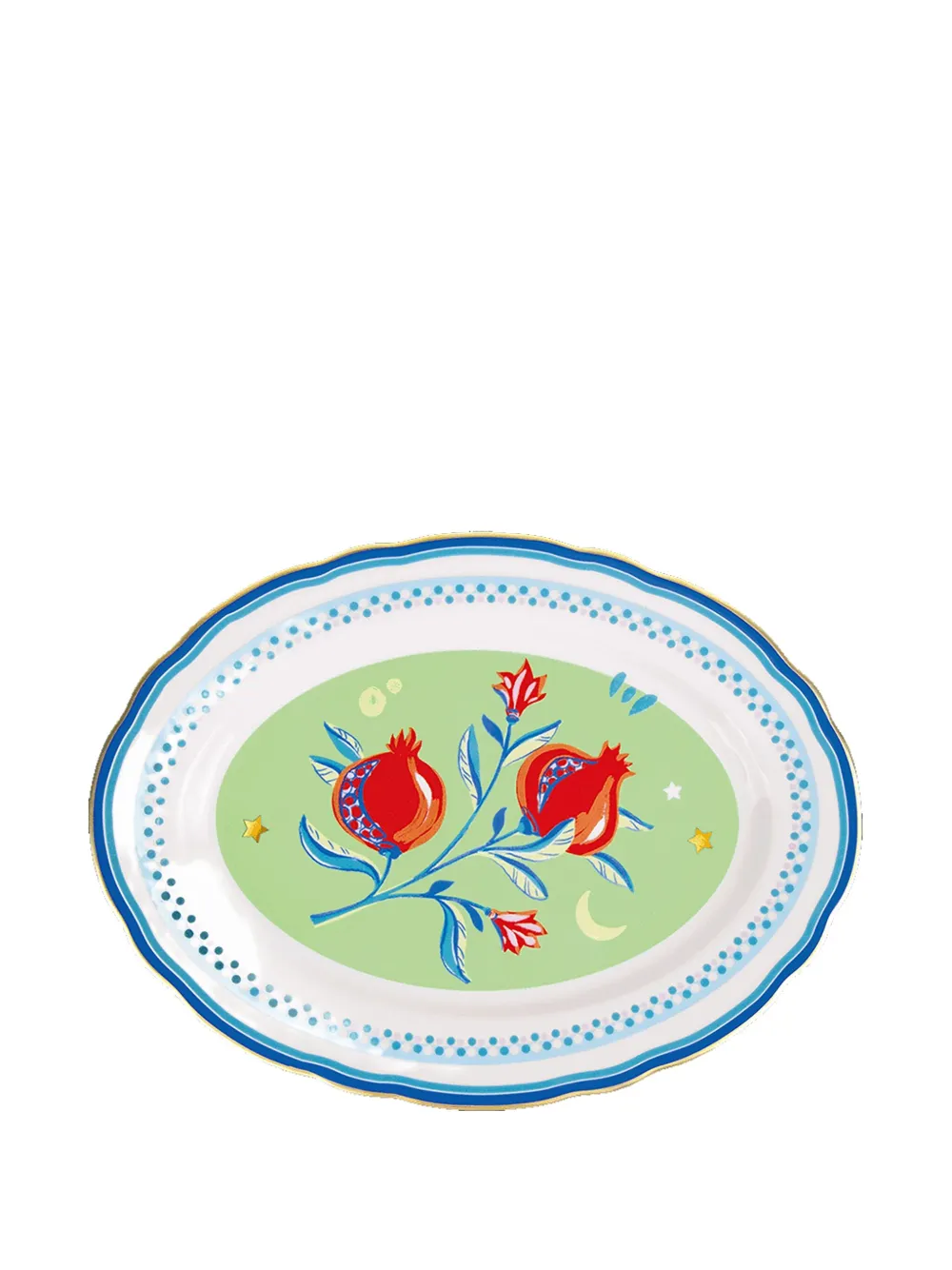 BACI MILANO Mamma Mia pomegranate-print oval platter (34cm x 25cm) | White | Image 1