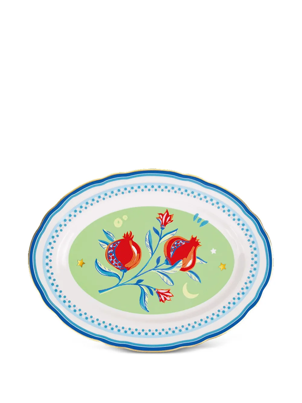 BACI MILANO Mamma Mia pomegranate-print oval platter (34cm x 25cm) | White | Image 1