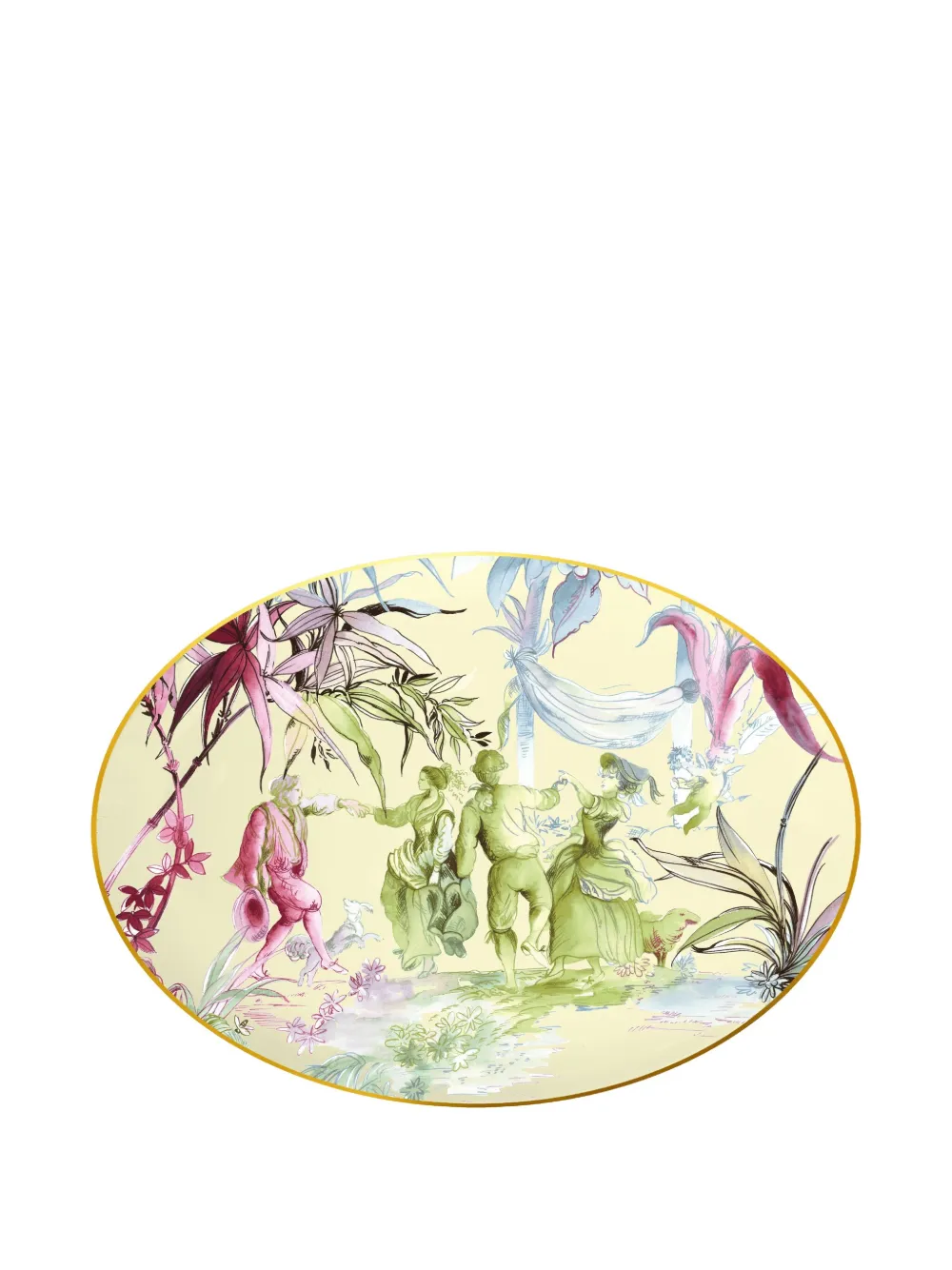 BACI MILANO Firenze oval-frame pastoral-scene plate (36cm x 26cm) | Yellow | Image 1