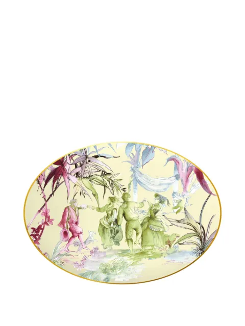 BACI MILANO Firenze oval-frame pastoral-scene plate (36cm x 26cm)