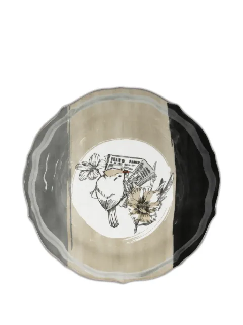 BACI MILANO Urban bird newspaper-print plate (35cm)