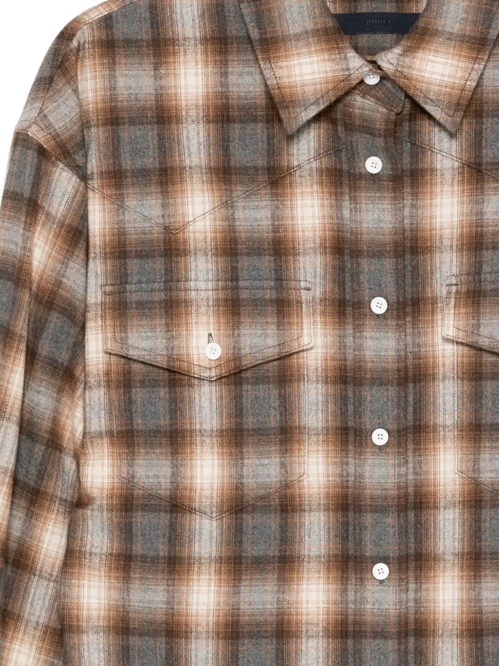 Juun.J Geruit cowboyshirt Beige