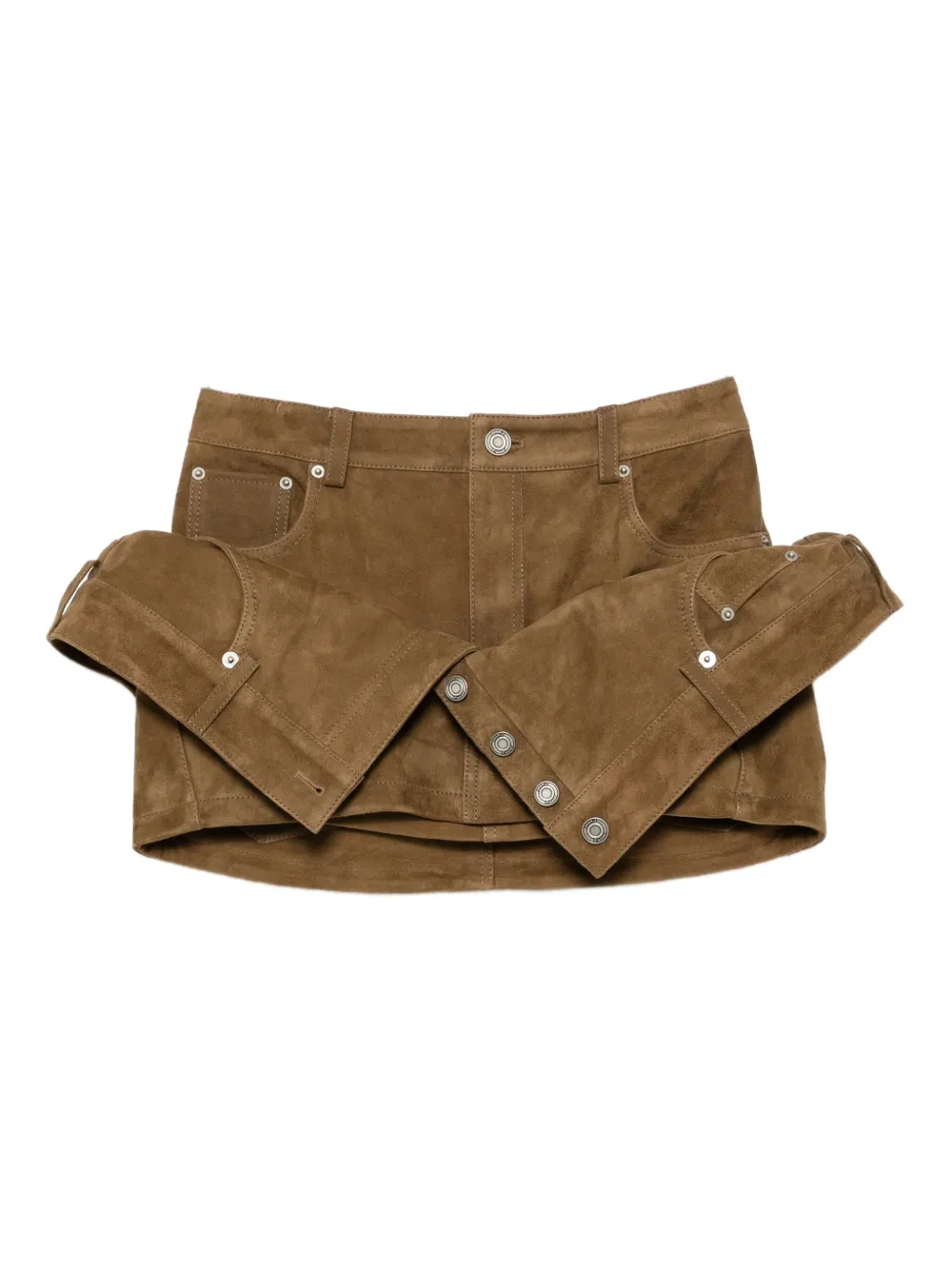 Juun.J layered suede mini skirt – Brown