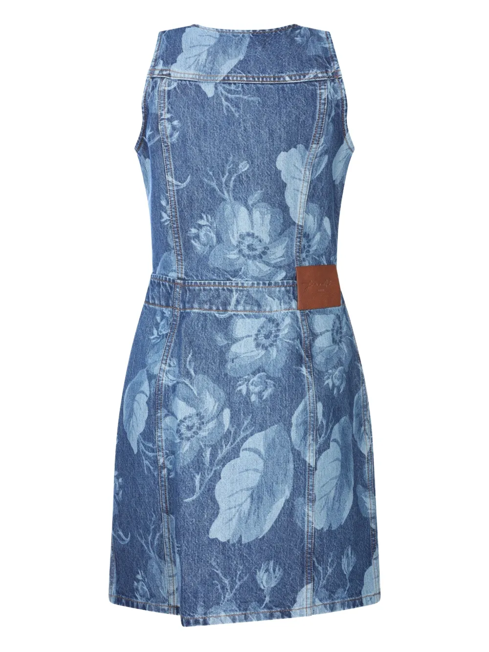  Fendi Floral-print Button-front Dress - Blue 