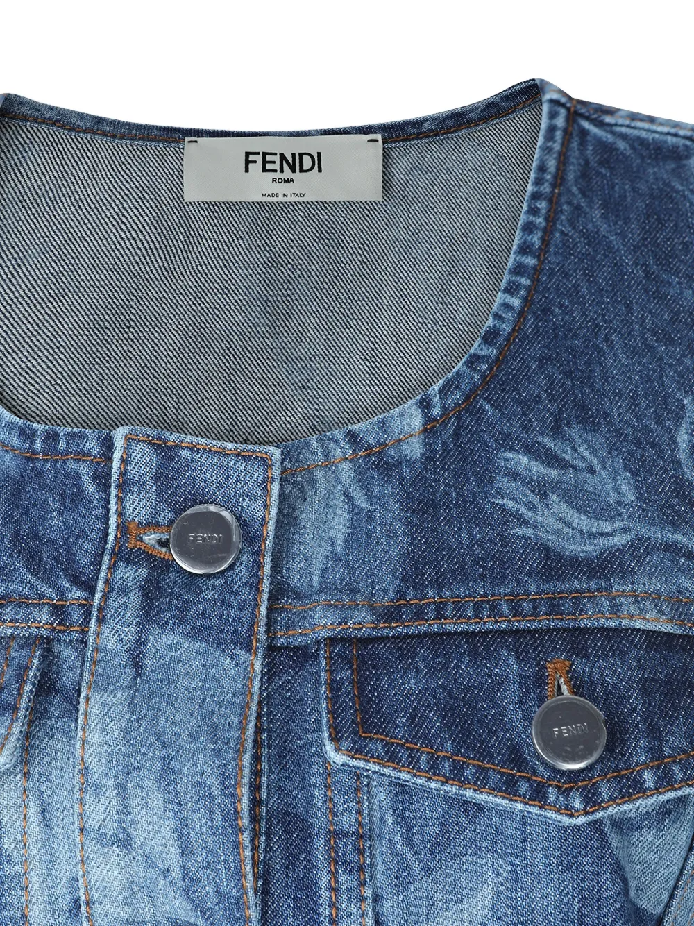  Fendi Floral-print Button-front Dress - Blue 