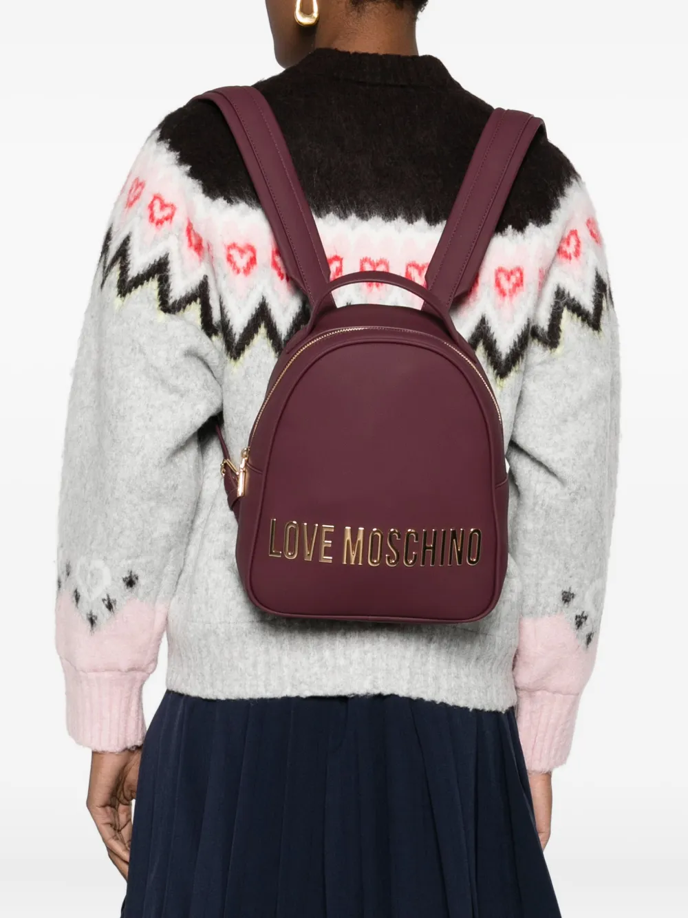 Love Moschino logo-plaque backpack - Rood