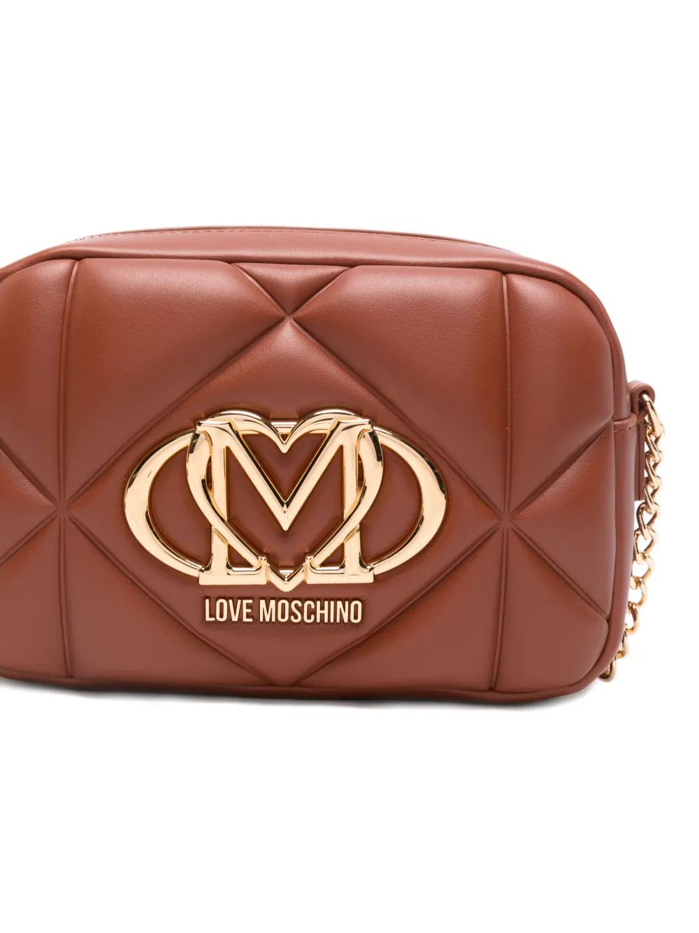 Love Moschino Quilted Logo-plaque Shoulder Bag In Brown