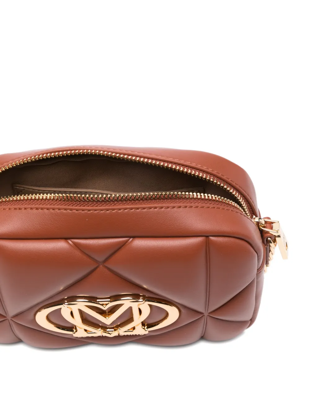 Love Moschino Quilted Logo-plaque Shoulder Bag In Brown