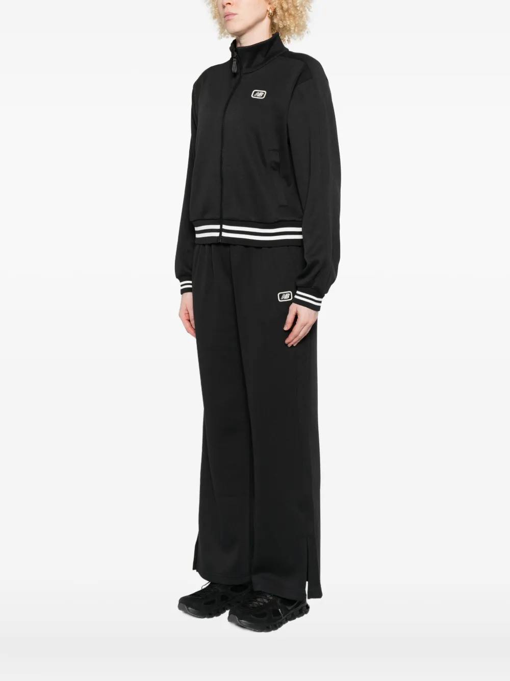 New Balance Zip-up Striped-cuff Jacket In Black