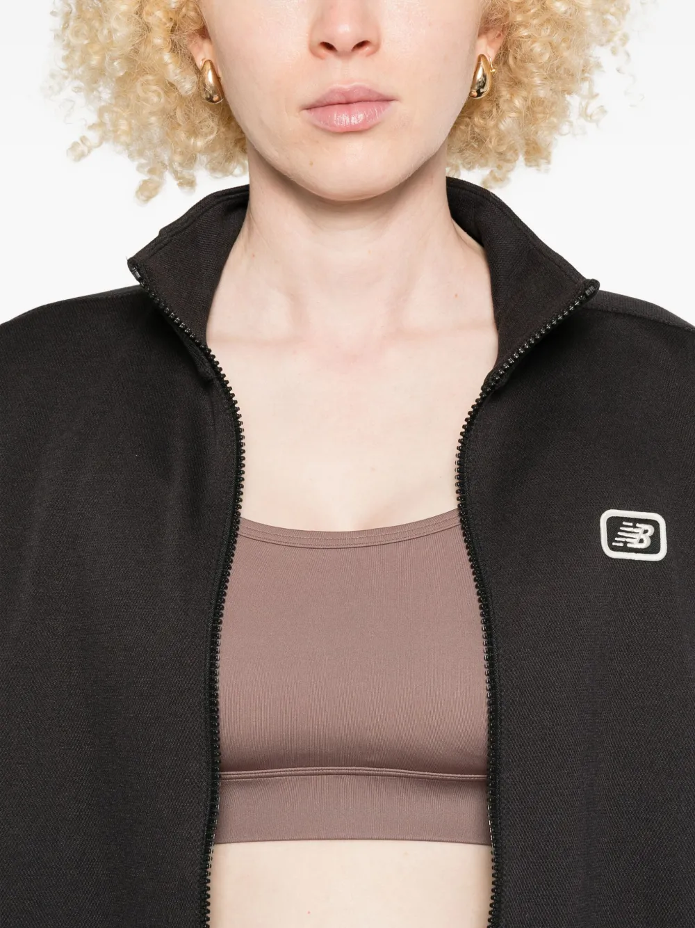 New Balance Zip-up Striped-cuff Jacket In Black