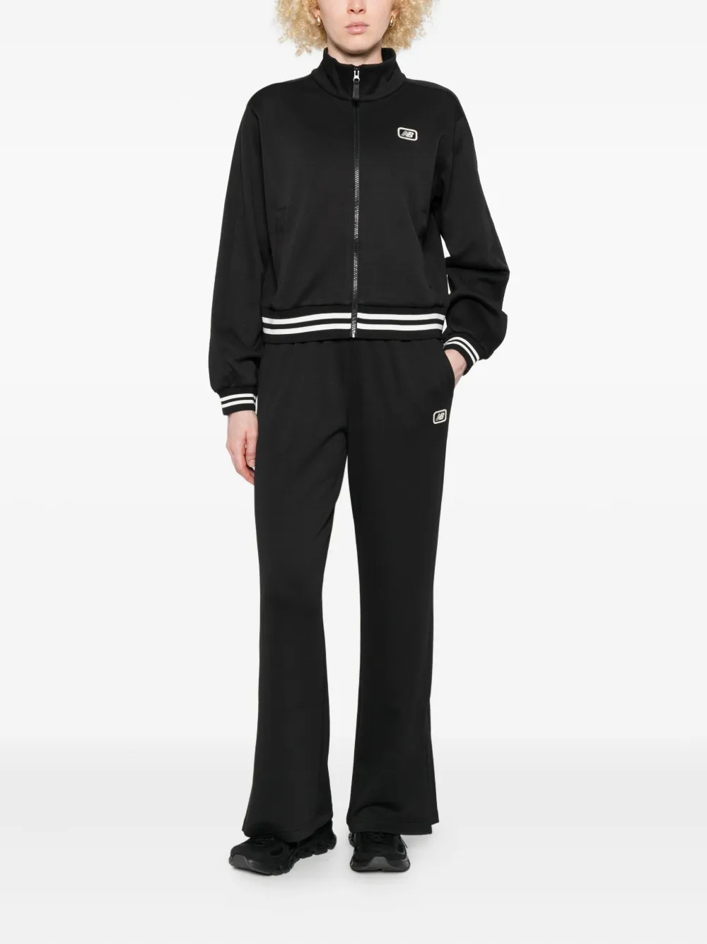 New Balance zip-up striped-cuff jacket - Zwart