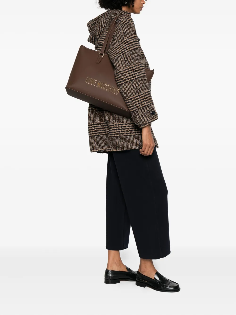 Love Moschino Logo-plaque Tote Bag In Brown