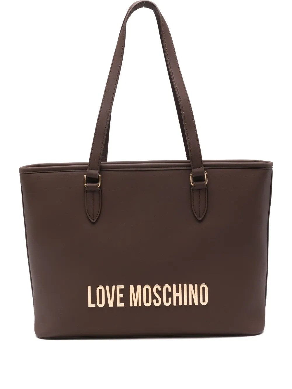 Love Moschino Logo-plaque Tote Bag In Brown