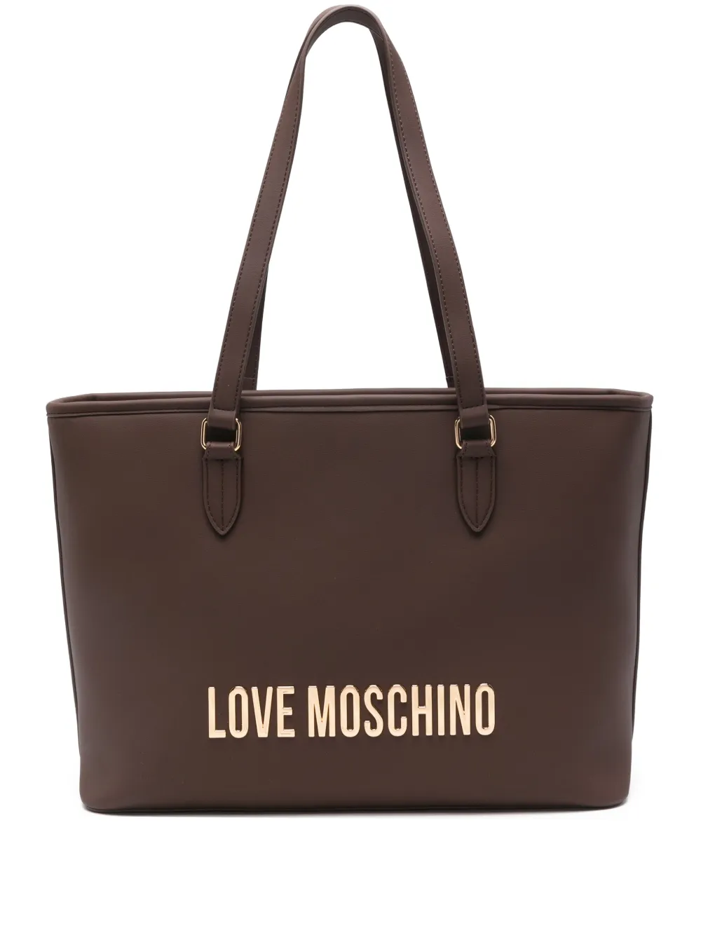 Love Moschino logo-plaque tote bag - Marrone