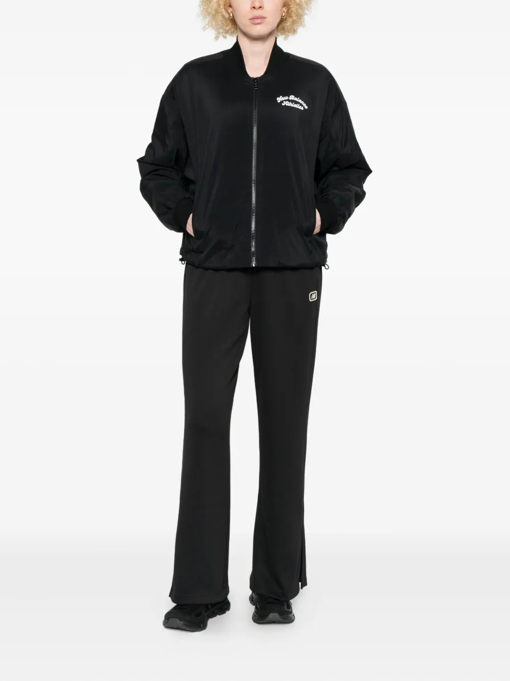 New Balance embroidered zip-up jacket - Zwart