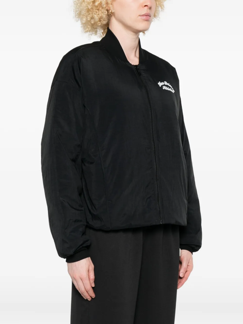 New Balance Embroidered Zip-up Jacket In Black