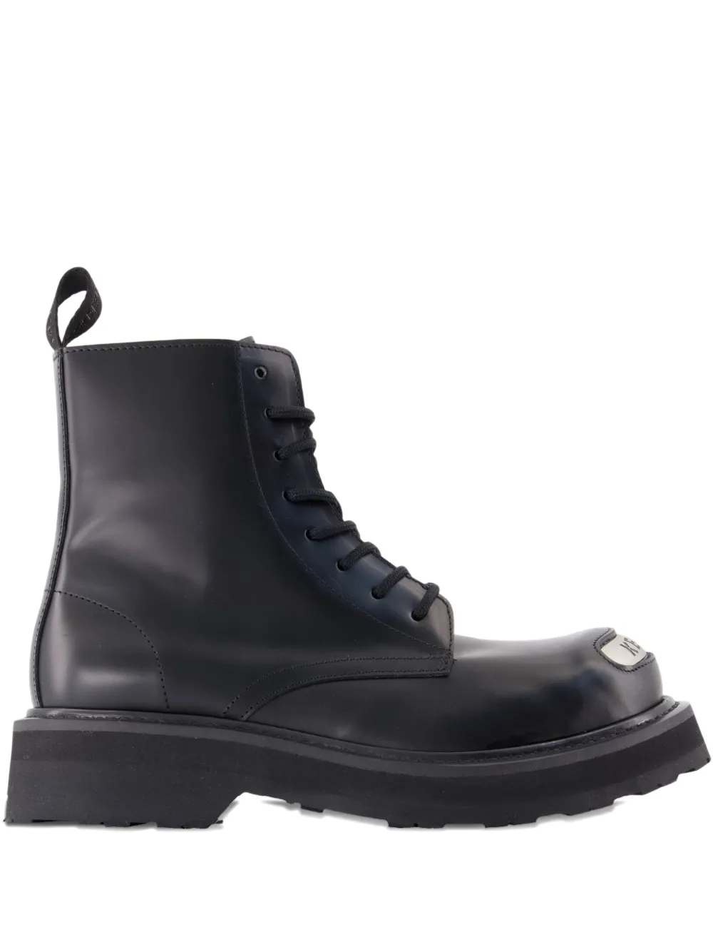 Kenzo 35mm smile lace-up metal-plaque combat boots Black