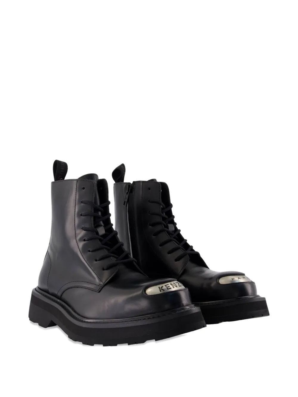 Kenzo 35mm smile lace-up metal-plaque combat boots Black