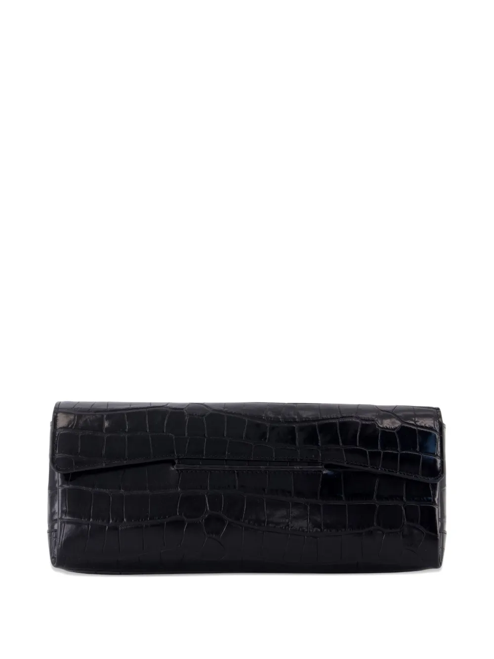 TOTEME Clutch met omslag en krokodillen-reliëf - Zwart
