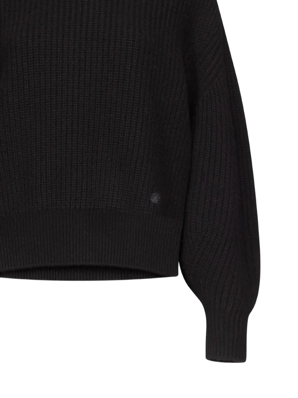 Loulou Geribbelde trui met ballonmouwen Zwart