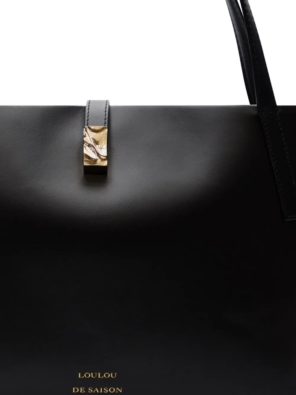 Loulou Leren schoudertas met gespdetail Zwart