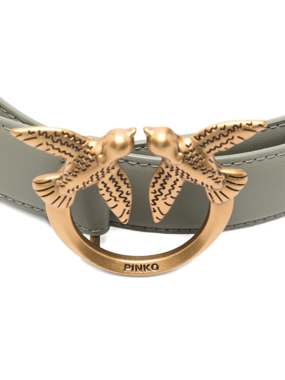 PINKO logo-buckle leather belt - Grijs