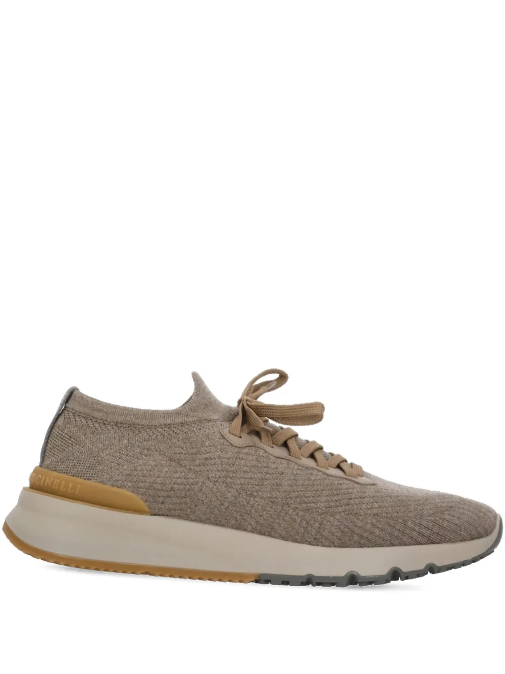 Brunello Cucinelli knitted lace-up sneakers Grey
