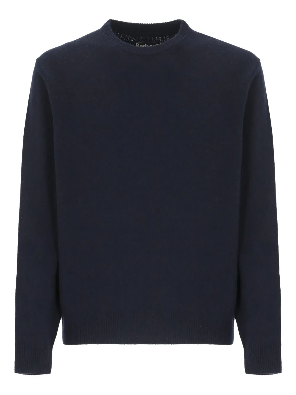 Barbour Crewneck Wool Sweater With Long Sleeves And Ribbed Trims In Blue
