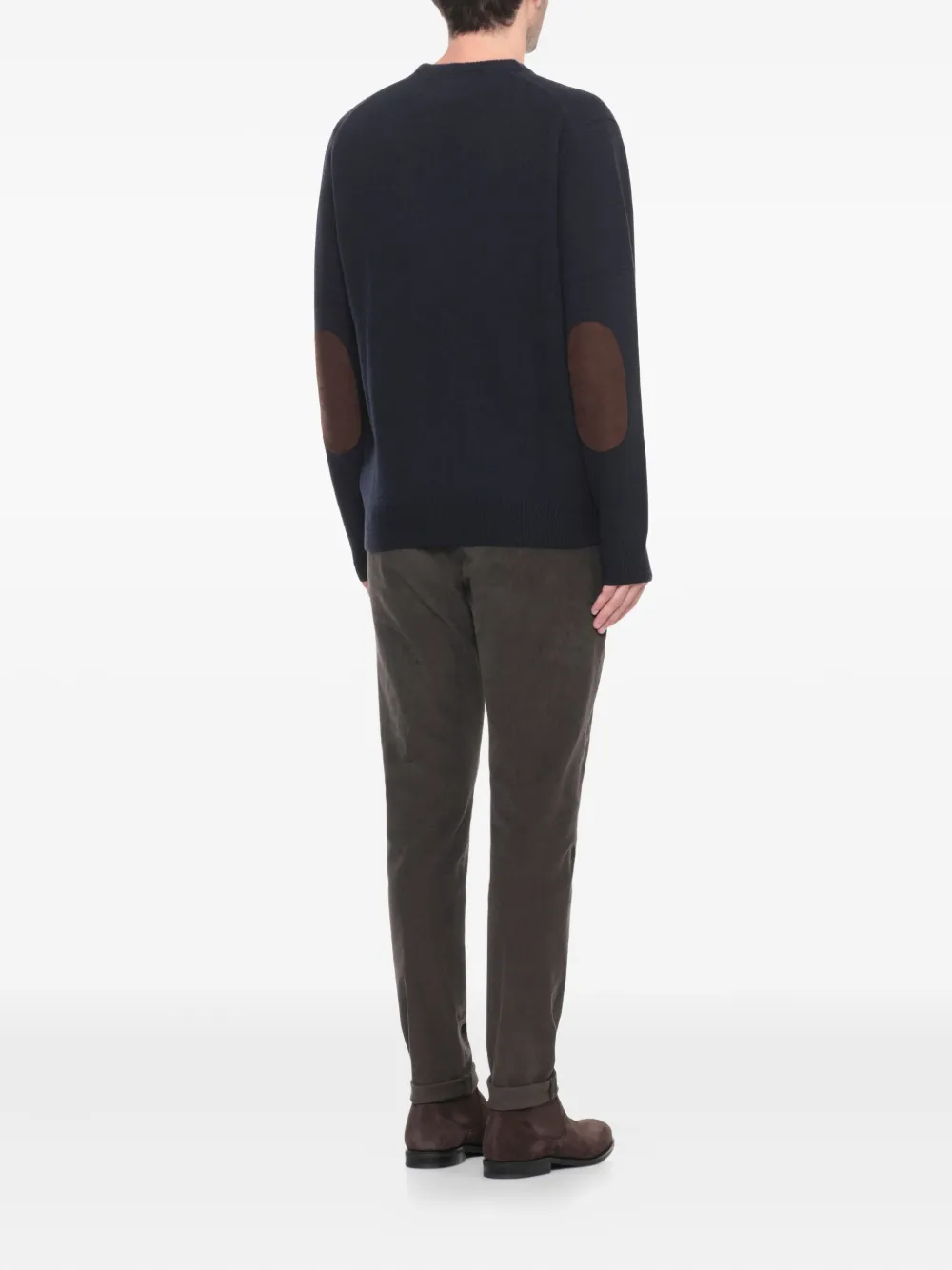 Barbour Crewneck Wool Sweater With Long Sleeves And Ribbed Trims In Blue