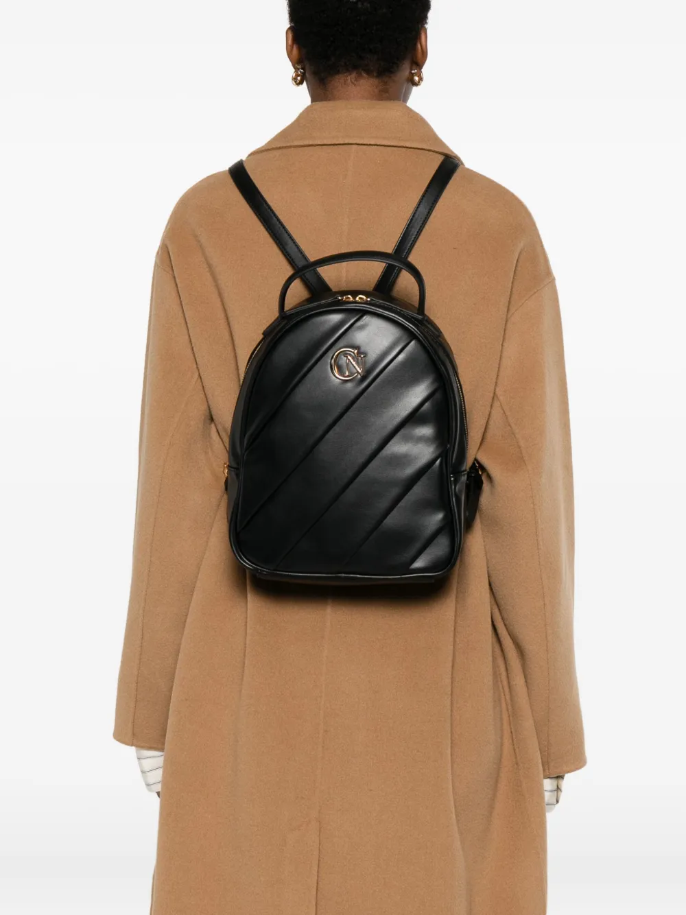 Cafènoir Quilted Logo-detail Backpack In Black