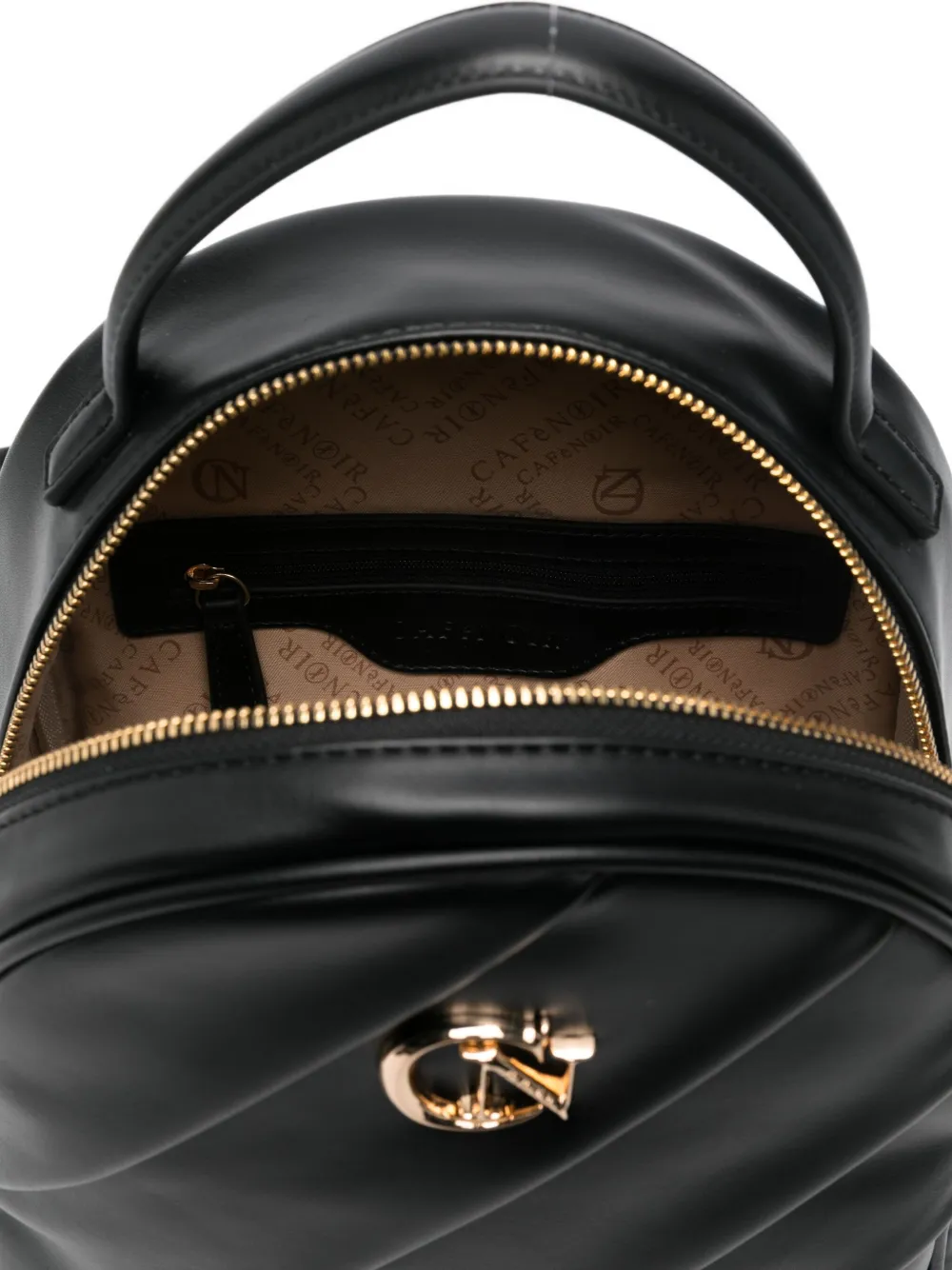 Cafènoir Quilted Logo-detail Backpack In Black