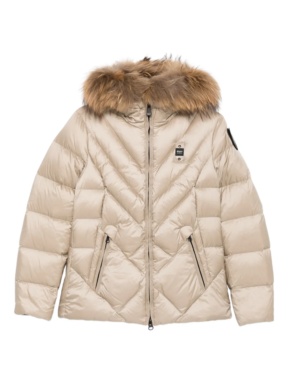 Blauer faux-fur trim puffer jacket | Neutrals | Image 1