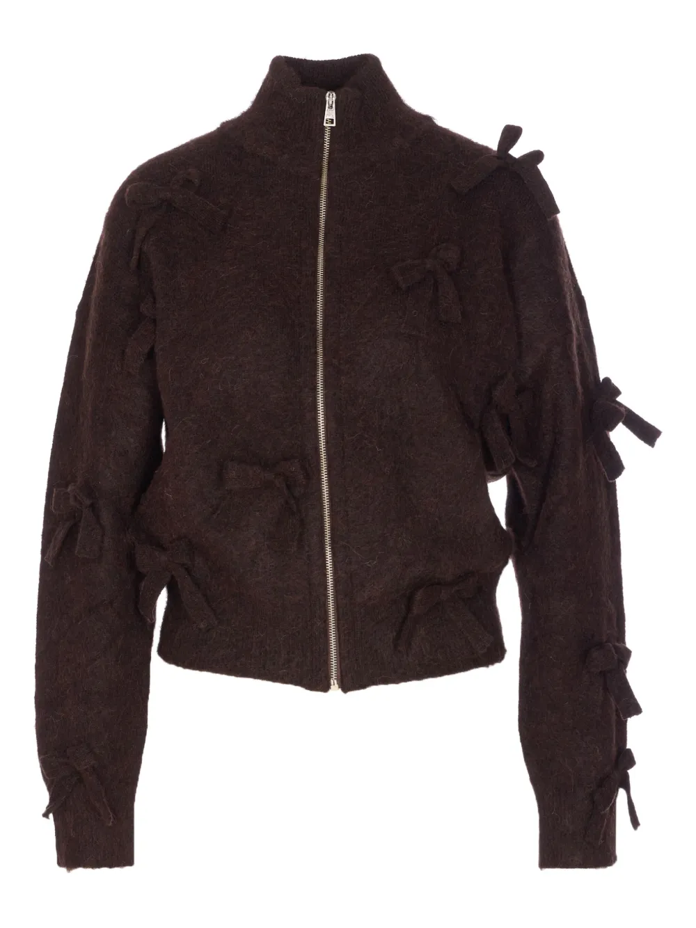 Aniye By bow-detail zip-front jacket | Brown | Image 1